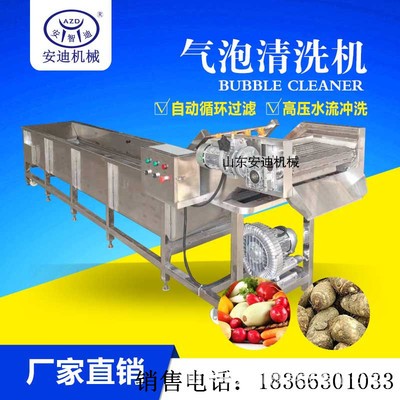 全自動(dòng)果蔬清洗機(jī) 多功能氣泡清洗線中藥材小龍蝦扇貝去泥效果好