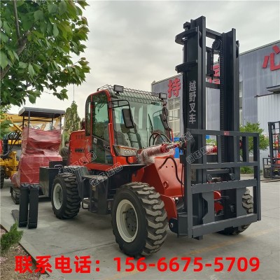 四驅越野叉車柴油液壓搬運車自卸3.5噸越野叉車