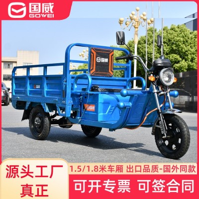 國威三輪車電動三輪車?yán)夏耆死浖矣秒娖寇囖r(nóng)用電三輪帶棚三蹦子 1輛