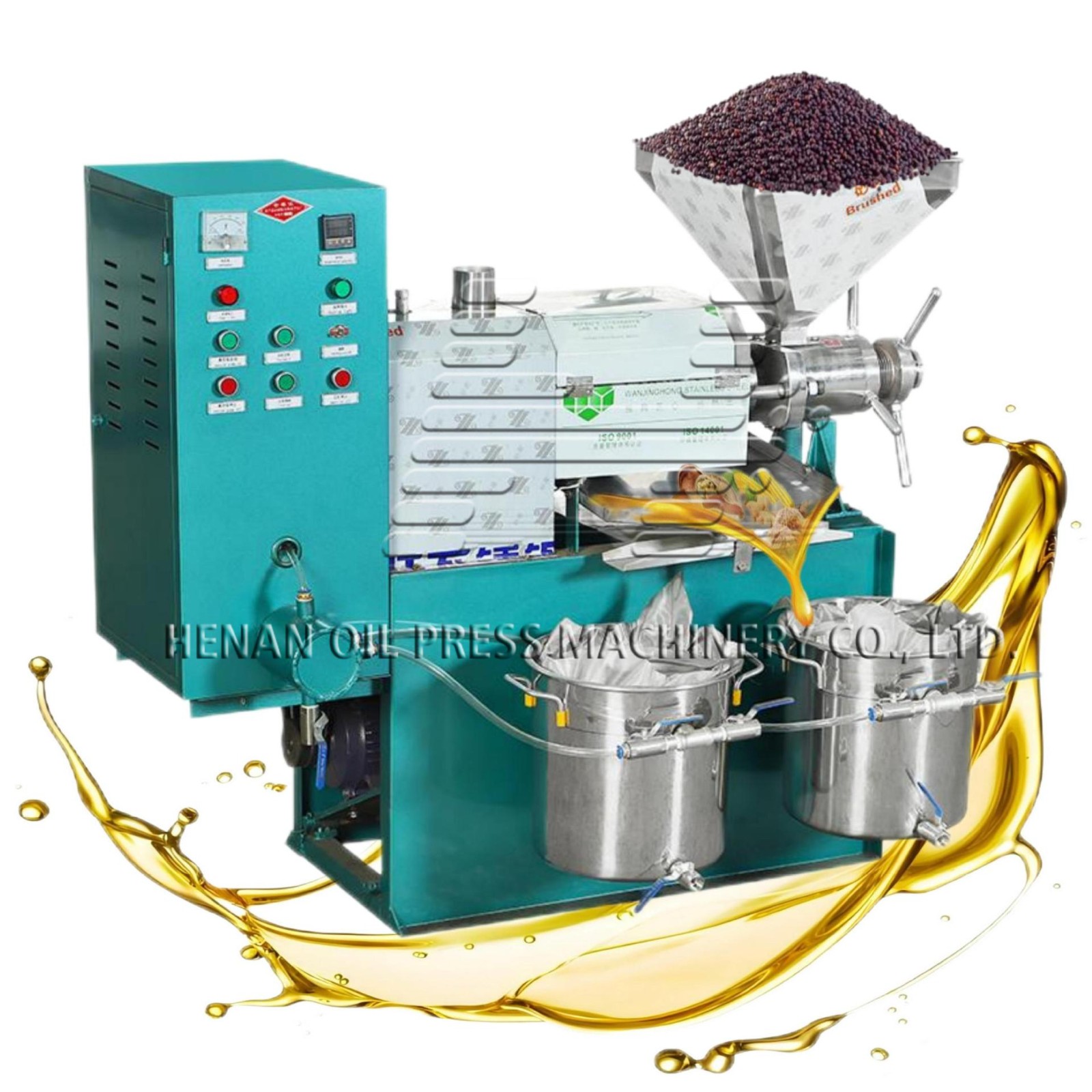 全自動(dòng)榨油機(jī)商用70型花生大豆油菜籽葵花籽食用油制造機(jī)