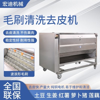 現貨商用電動毛刷清洗去皮機土豆蘿卜紅薯根莖類清洗去皮機