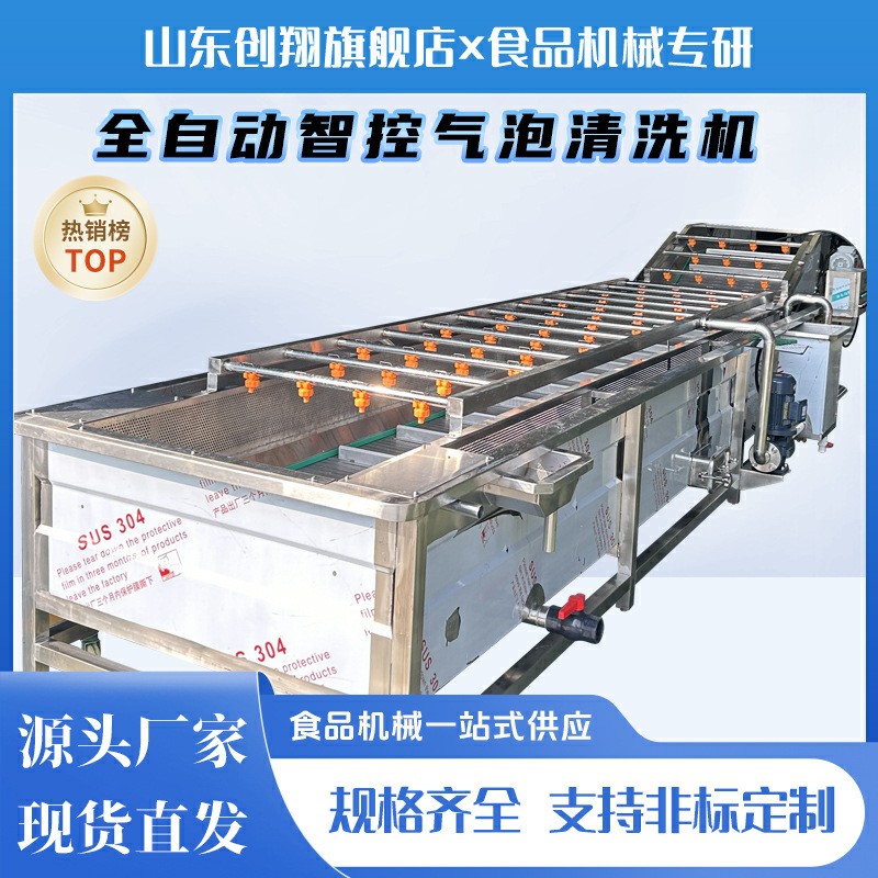 支持跨境翻轉式果蔬氣泡清洗流水線土豆番茄火龍果芒果清 洗設備